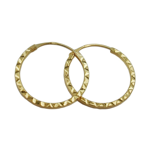 Ring ørering 17x1mm spændemønster Shiny Diamond 9K GOLD