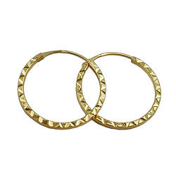 Ring ørering 17x1mm spændemønster Shiny Diamond 9K GOLD