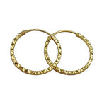 Ring ørering 17x1mm spændemønster Shiny Diamond 9K GOLD