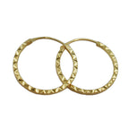 Ring ørering 17x1mm spændemønster Shiny Diamond 9K GOLD