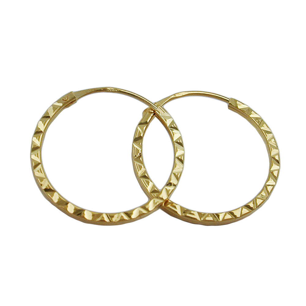 Ring ørering 17x1mm spændemønster Shiny Diamond 9K GOLD