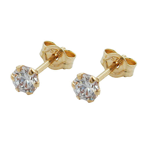Ørestift ørering 3mm Cubic Zirconia 9Kt GULD