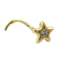 Næsestift 4 mm stjerne med zirkonia hvid 14k GULD