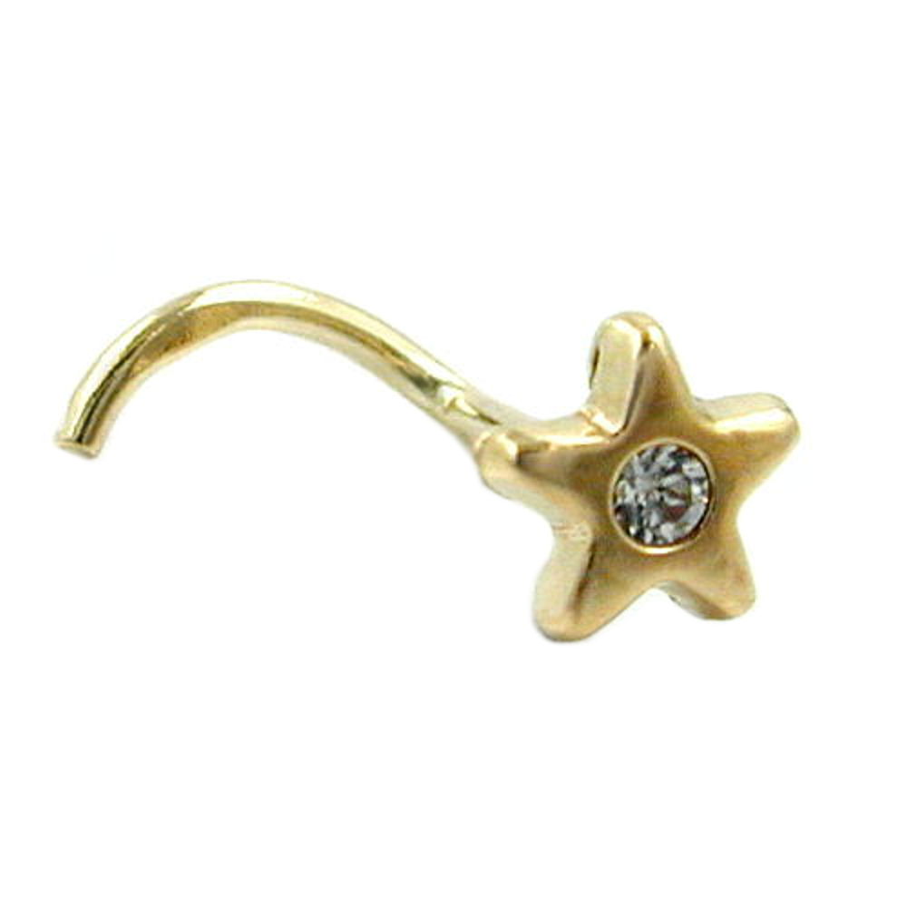 Næsestift 4 mm stjerne med zirkonia hvid 14k GULD