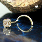 Næsestift 3 mm spiral med zirkonia hvid 14K GULD