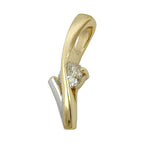 Vedhæng 19x6mm bicolor rhodium belagt med zirkonia 9K GULD