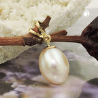 Vedhæng ca. 10 mm x 8,5 mm Ferskvandsdyrket perleoval 9K GULD