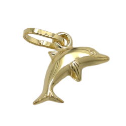 Vedhæng 12x7mm Lille Delfin Shiny 9K GULD
