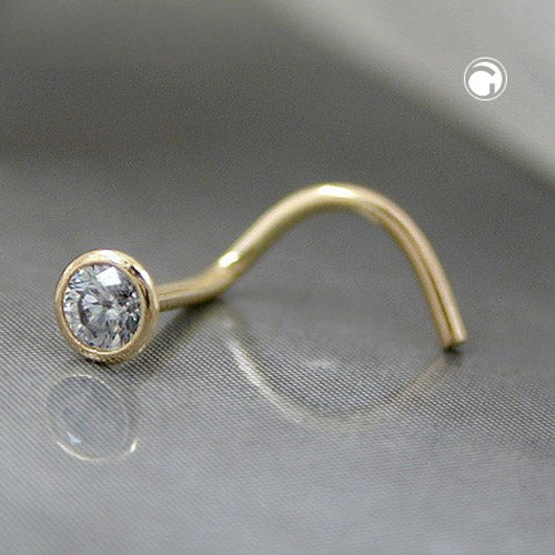 Næsestift 2,5 mm med zirkonia hvid 18K GULD