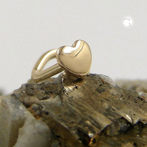 Næsestift 2,4mm spiral med lille hjerte 18K GULD