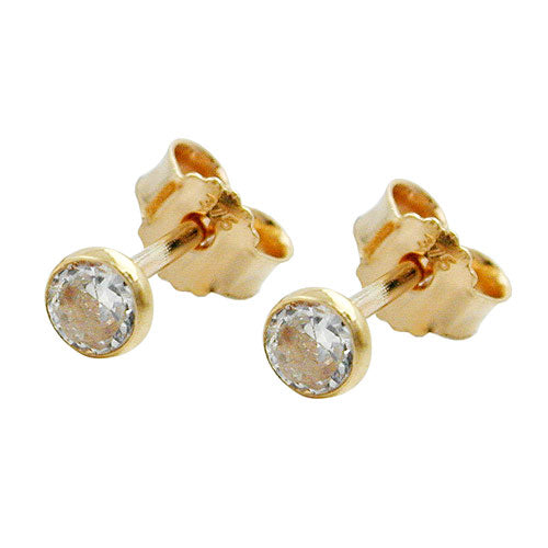 Ørestift ørering 3mm Cubic Zirconia 9Kt GULD
