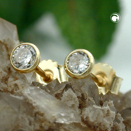 Ørestift ørering 3mm Cubic Zirconia 9Kt GULD