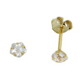 Ørestikker 4mm kubisk zirkonia i blomsterform 9Kt GULD