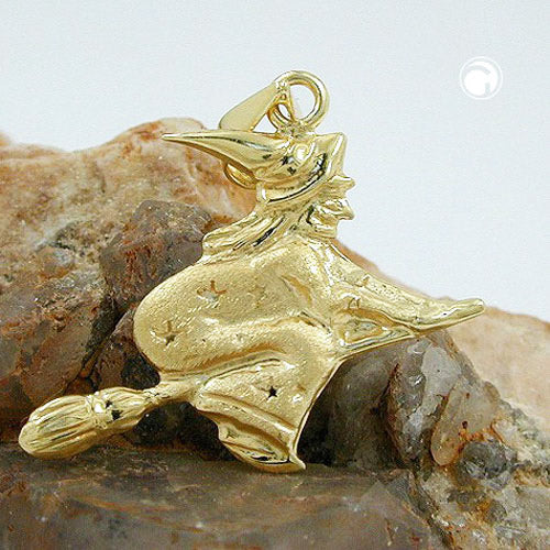 Vedhæng 15x16mm Witch matt-blank 9K GULD