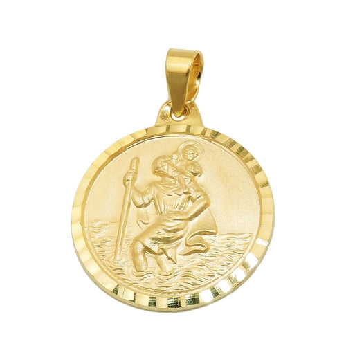 Vedhæng, Christophorus 16mm, 9K GULD