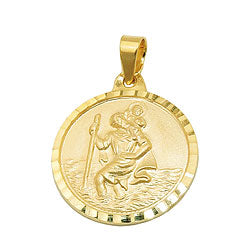 Vedhæng, Christophorus 16mm, 9K GULD