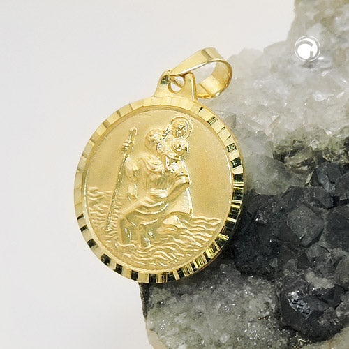 Vedhæng, Christophorus 16mm, 9K GULD