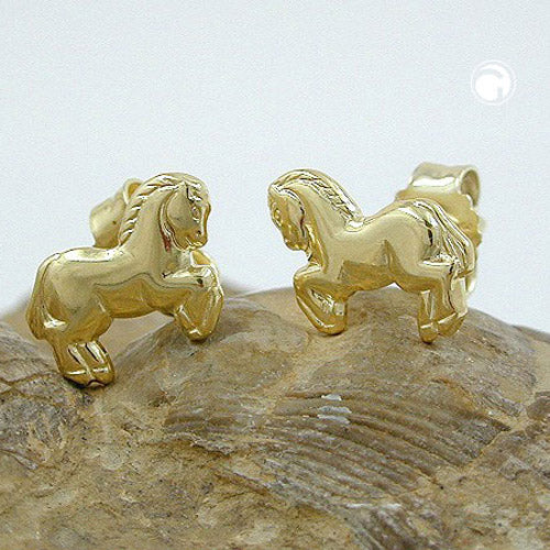 Hingst Ørering 6x7mm Heste Skinnende 9K GULD