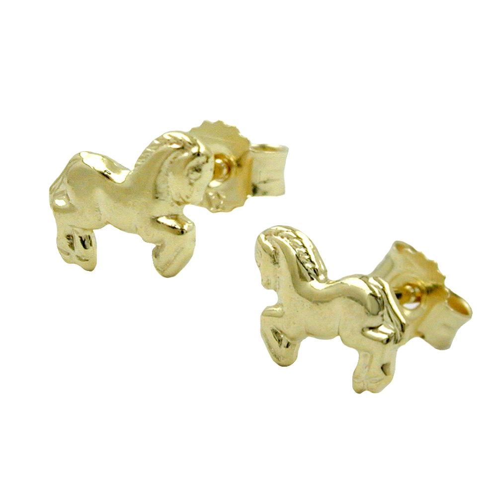 Hingst Ørering 6x7mm Heste Skinnende 9K GULD