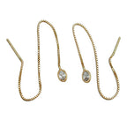 Pull-Through øreringøreringe 93x3mm venetiansk kæde med kubisk zirkonia 9Kt GULD