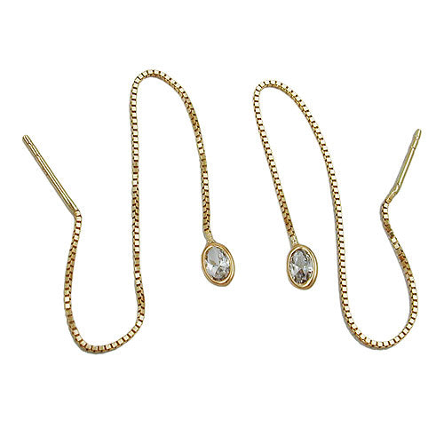 Pull-Through øreringøreringe 93x3mm venetiansk kæde med kubisk zirkonia 9Kt GULD