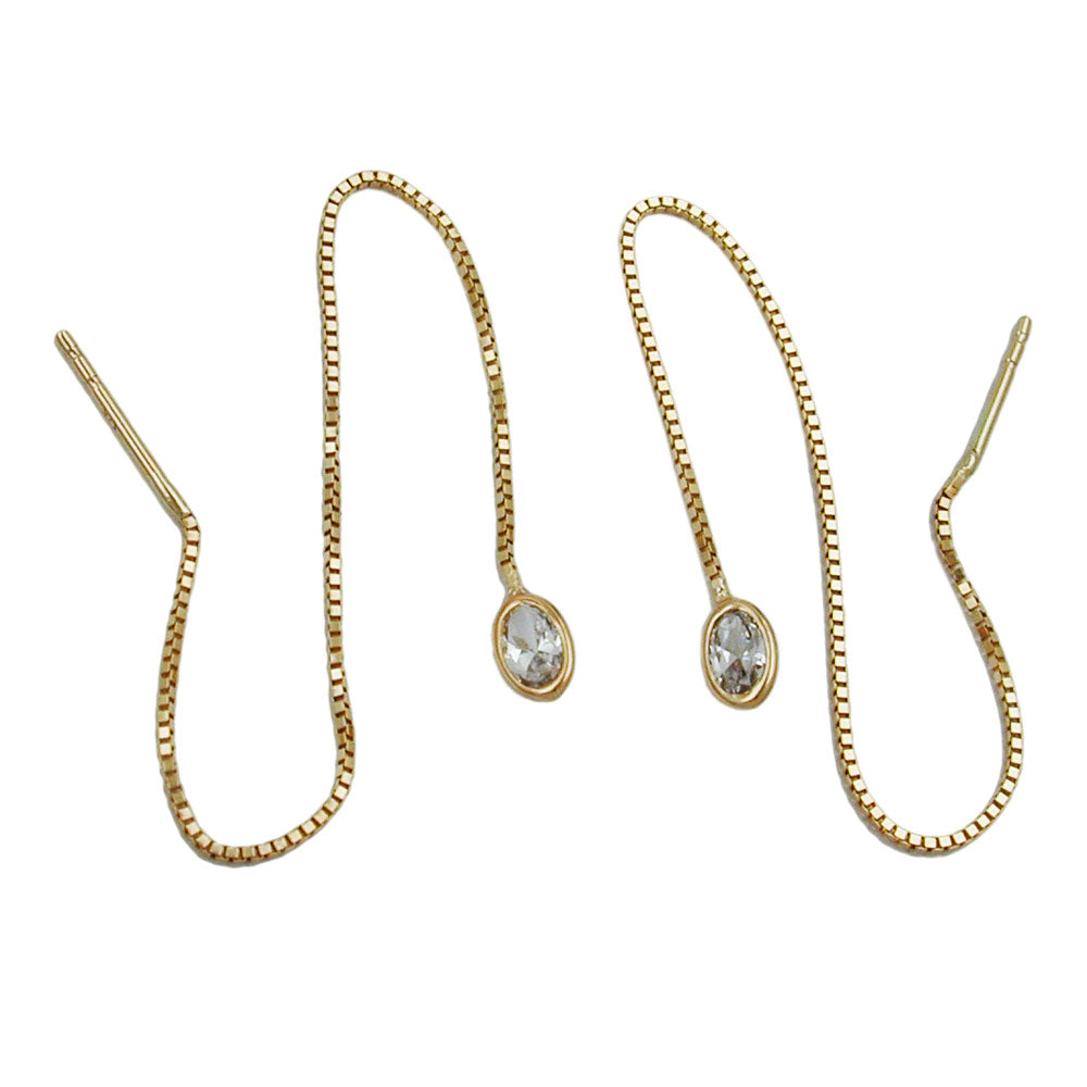 Pull-Through øreringøreringe 93x3mm venetiansk kæde med kubisk zirkonia 9Kt GULD