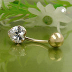 Navlepiercing Banan 20x6mm Banan Cubic Zirconia Heart 14Kt GULD