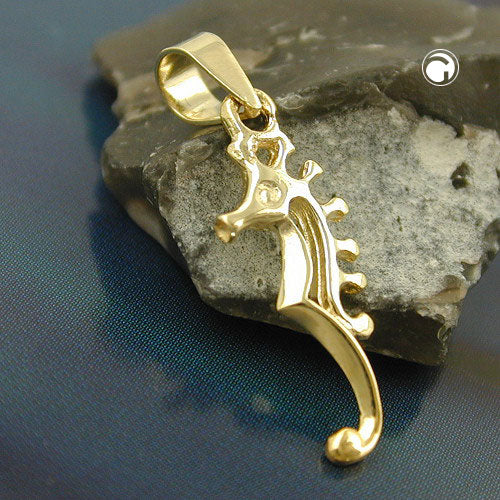 Vedhæng 22x7mm Seahorse Shiny 9K GOLD