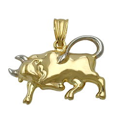 Vedhæng 16x23mm Bull bicolor rhodiumbelagt 9K GULD