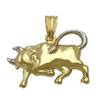 Vedhæng 16x23mm Bull bicolor rhodiumbelagt 9K GULD