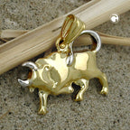 Vedhæng 16x23mm Bull bicolor rhodiumbelagt 9K GULD