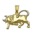 Vedhæng 16x23mm Bull bicolor rhodiumbelagt 9K GULD
