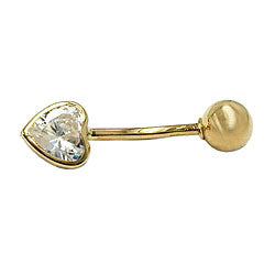Navlepiercing Banan 20x6mm Cubic Zirconia Heart 14K GOLD
