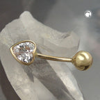 Navlepiercing Banan 20x6mm Cubic Zirconia Heart 14K GOLD