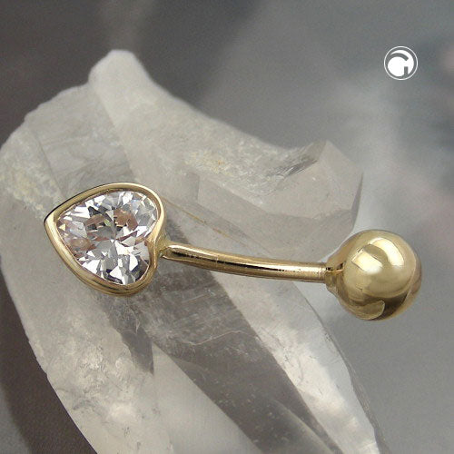 Navlepiercing Banan 20x6mm Cubic Zirconia Heart 14K GOLD