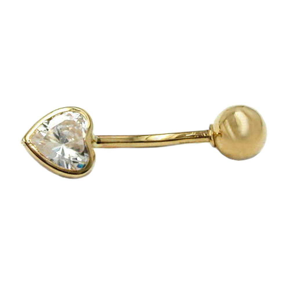 Navlepiercing Banan 20x6mm Cubic Zirconia Heart 14K GOLD