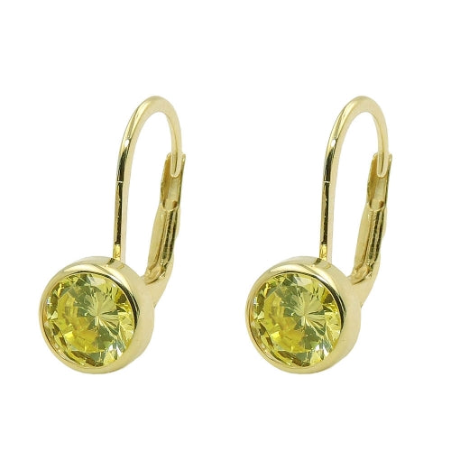 Leverback ørering 15x7mm Cubic Zirconia Green 9K GOLD