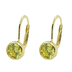 Leverback ørering 15x7mm Cubic Zirconia Green 9K GOLD