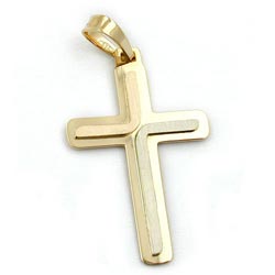 Vedhæng 30x19mm krydstrikolor, matte blank 14K GULD
