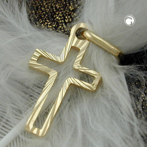 Vedhæng 16x9mm Cross Diamond 14K GULD