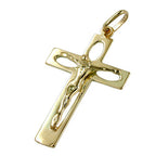 Vedhæng 28x17mm kors med Jesus Openwork Skinnende 14K GULD