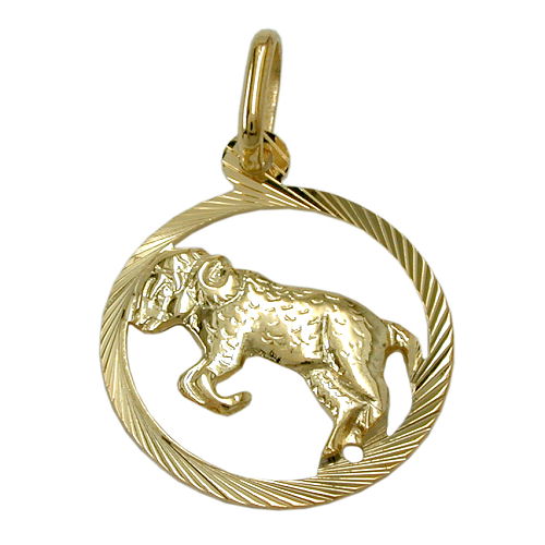 Vedhæng 15mm Zodiac Aries 9Kt GULD
