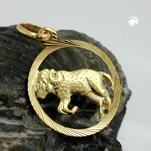 Vedhæng 15mm Zodiac Aries 9Kt GULD