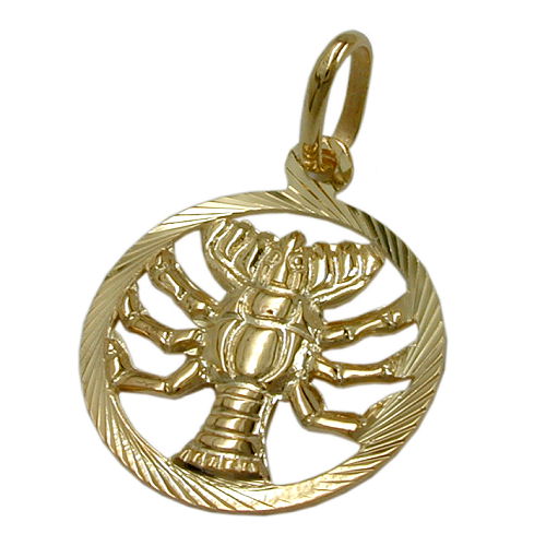 Vedhæng 15mm Zodiac Cancer 9Kt GULD