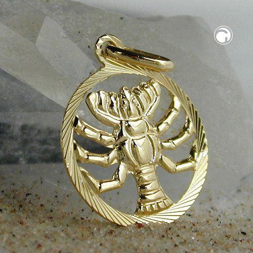 Vedhæng 15mm Zodiac Cancer 9Kt GULD