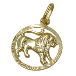 Vedhæng 15mm Zodiac Lion, 9Kt GULD