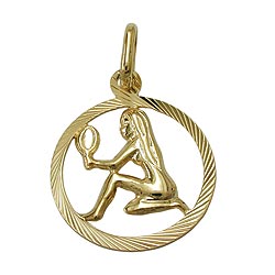 Vedhæng 15mm Zodiac Virgo 9Kt GULD