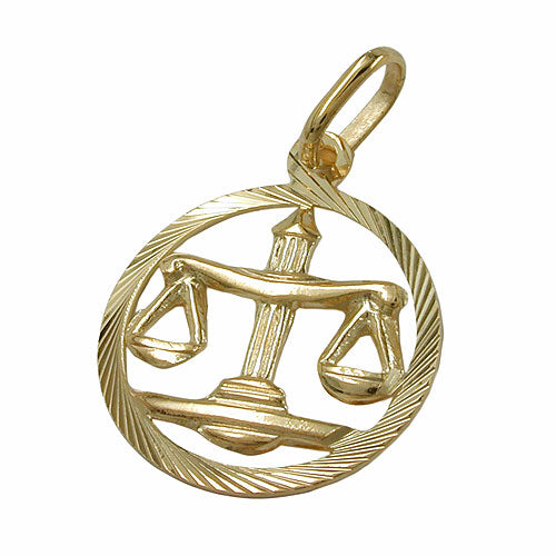 Vedhæng 15mm Zodiac Libra 9Kt GULD