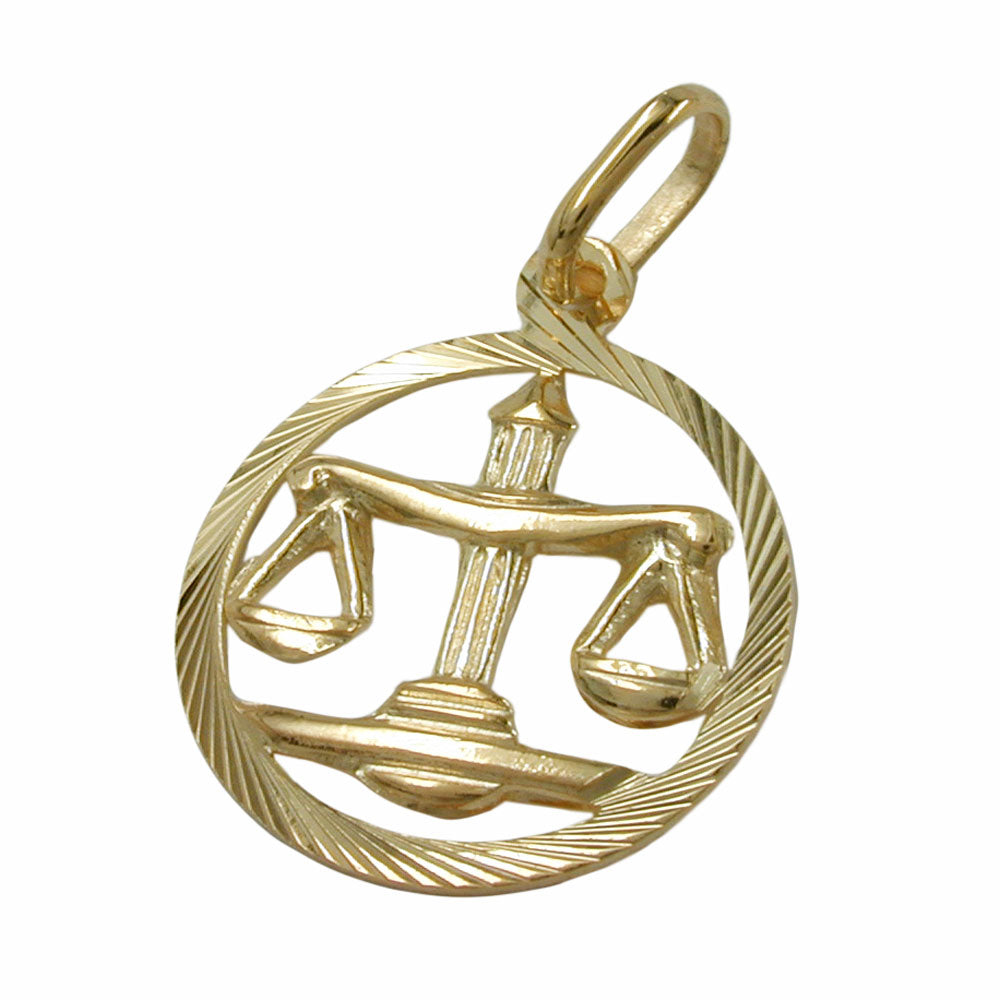 Vedhæng 15mm Zodiac Libra 9Kt GULD