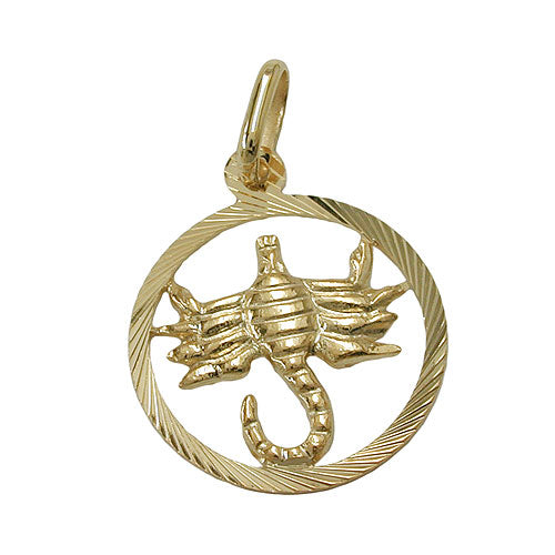 Vedhæng 15mm Zodiac Scorpio 9Kt GULD